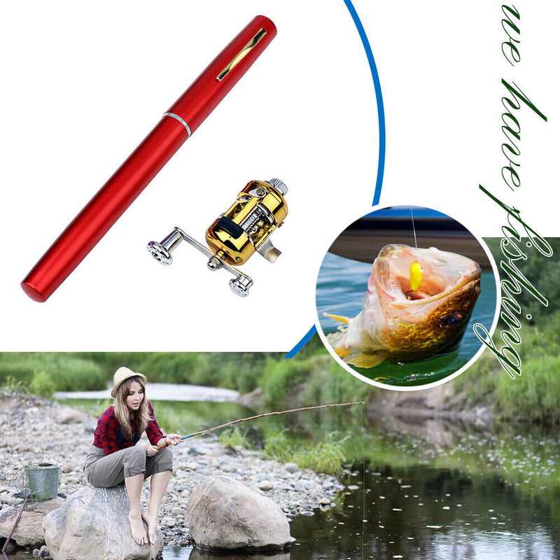 Pocket Telescopic Mini Aluminum Fishing Rod Pen-Shaped Fishing Pole Portable