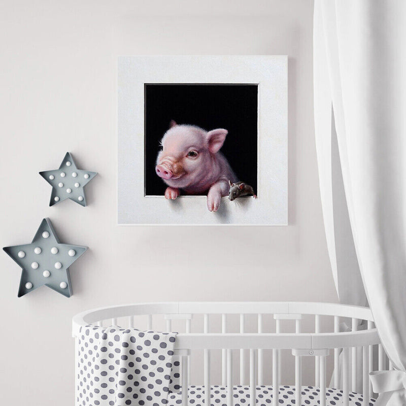Pig and Mouse Oil Paint By Numbers DIY Handpainted on Canvas Home Decorations