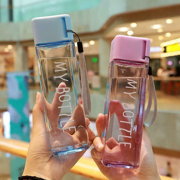 Water Bottle Square Fruit Tea Drink Transparent Sport non-toxic Tasteless Y1L8