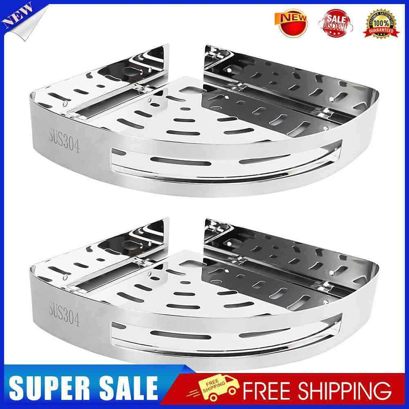 2 X Stainless Steel Bathroom Shelf Shampoo Storage Racks Kitchen Holder