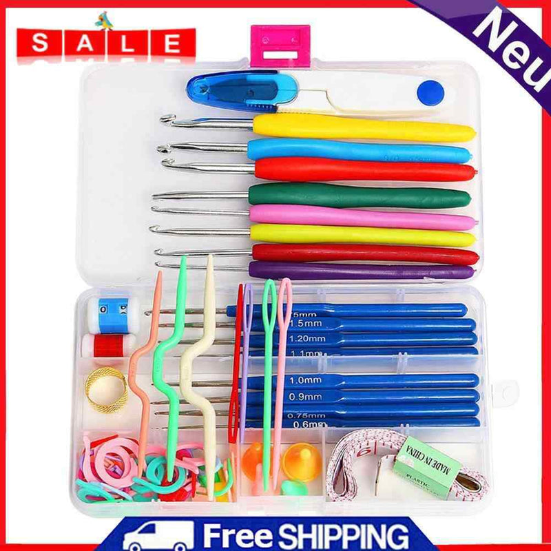 1 Set Crochet Hook Needles Meshes Knitting Craft Case Crochet Set for D