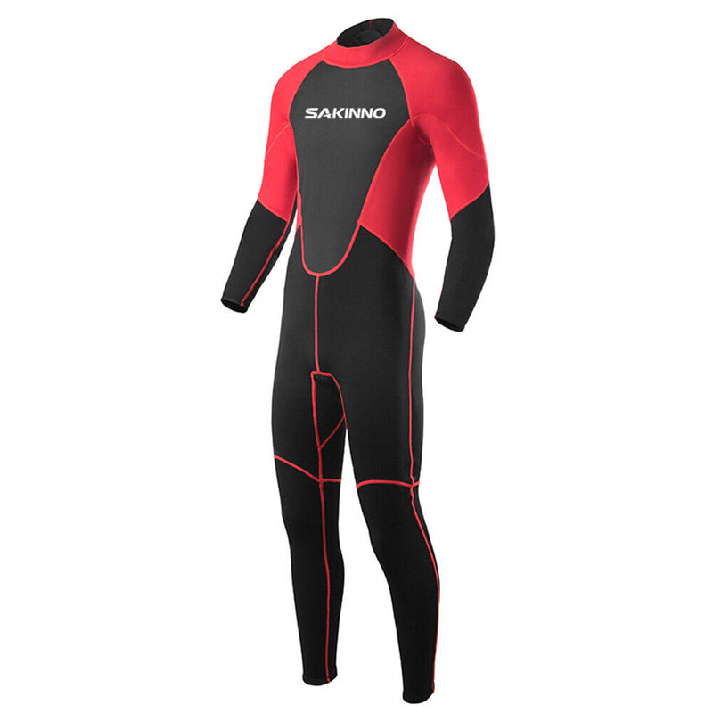 Full Body Men Neoprene Wetsuit Jumpsuit Quick-Drying Wet Suit (Red L)