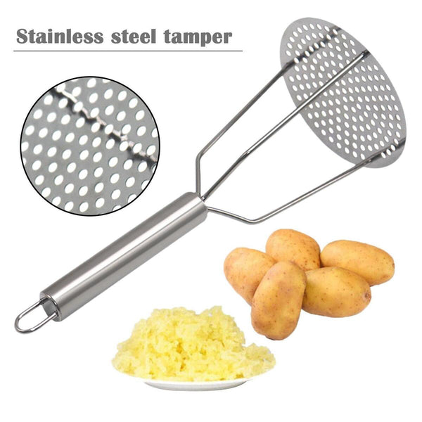 Household Steel Potato Press with Handle Steel Masher.