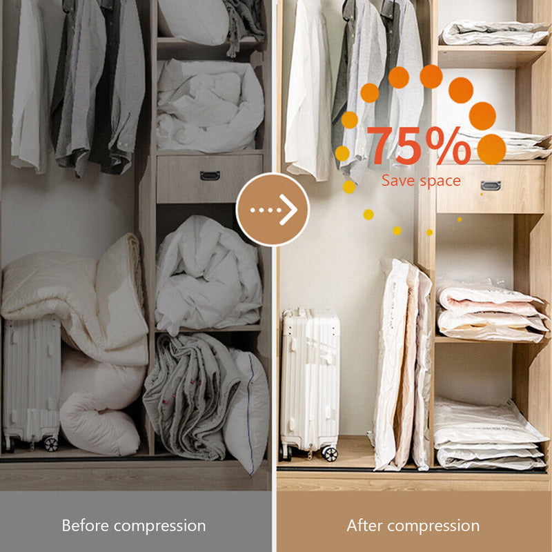 Vacuum Storage Bag Home Organizer Foldable Clothes Travel Compressed Seal Pac