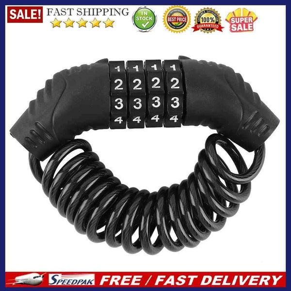 Steel Cable Security Bicycle Password Lock 4 Digit Anti-Theft Bike Helmet L