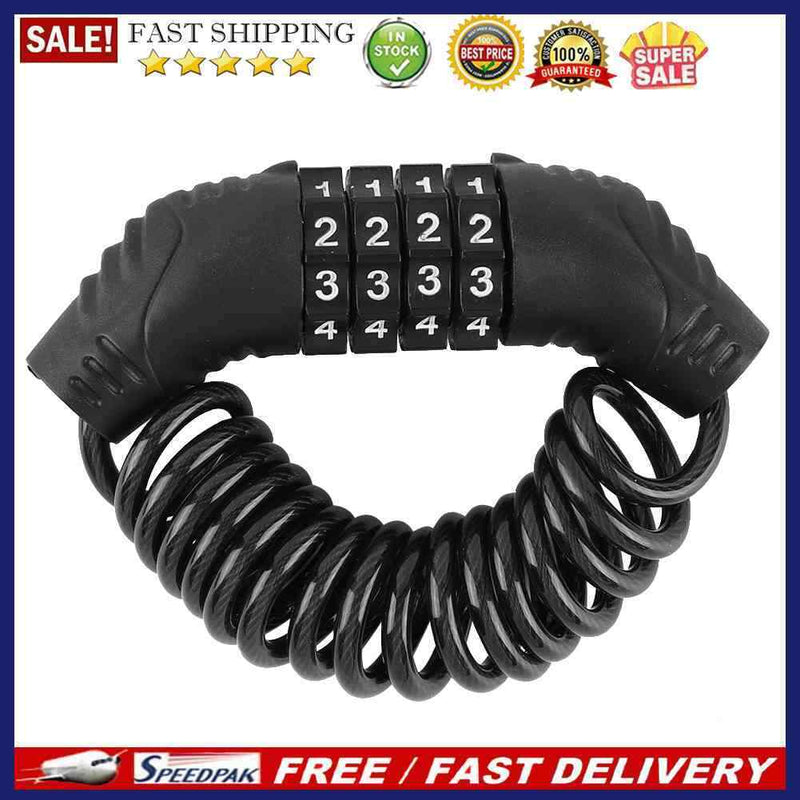 Steel Cable Security Bicycle Password Lock 4 Digit Anti-Theft Bike Helmet L