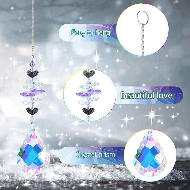 2pcs Prism Hanging Drop Window Crystals Rainbow Catcher Wind Chime Car Ornament