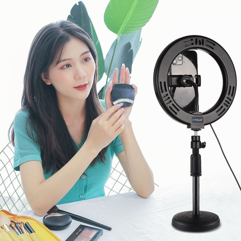 Vlogging 3 Color Temperature Video Light Kits Desktop Stand LED Ring Light