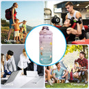 2L Large Capacity Gradient Color Water Bottle Straw Cup Sport Travel Fitnes