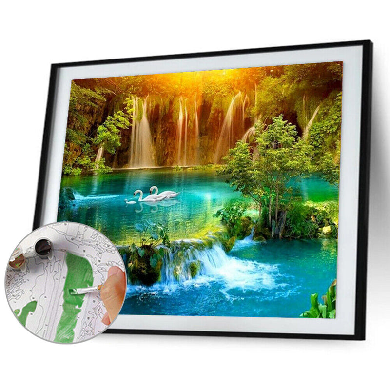 #A Paint By Numbers for Kids Beginner Waterfall DIY Acrylic Painting Kits on C