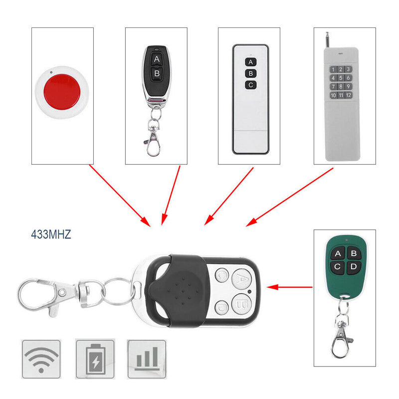5pcs 4 Buttons 433MHz Remote Control Duplicator for Gate Garage Door Opener