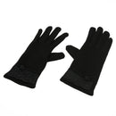 Women Touch Screen Mittens Sheep Wool Winter Lace Glove (Black)
