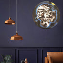 Round Metal Tin Sign Plaque Wall Old Man Wolf Posters Iron Art Painting