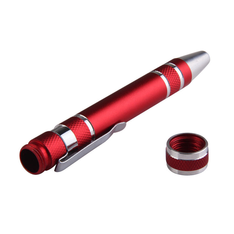 8 In 1 Portable Alloy Screw Driver Pen Set Slotted Bits Repair Tools Red