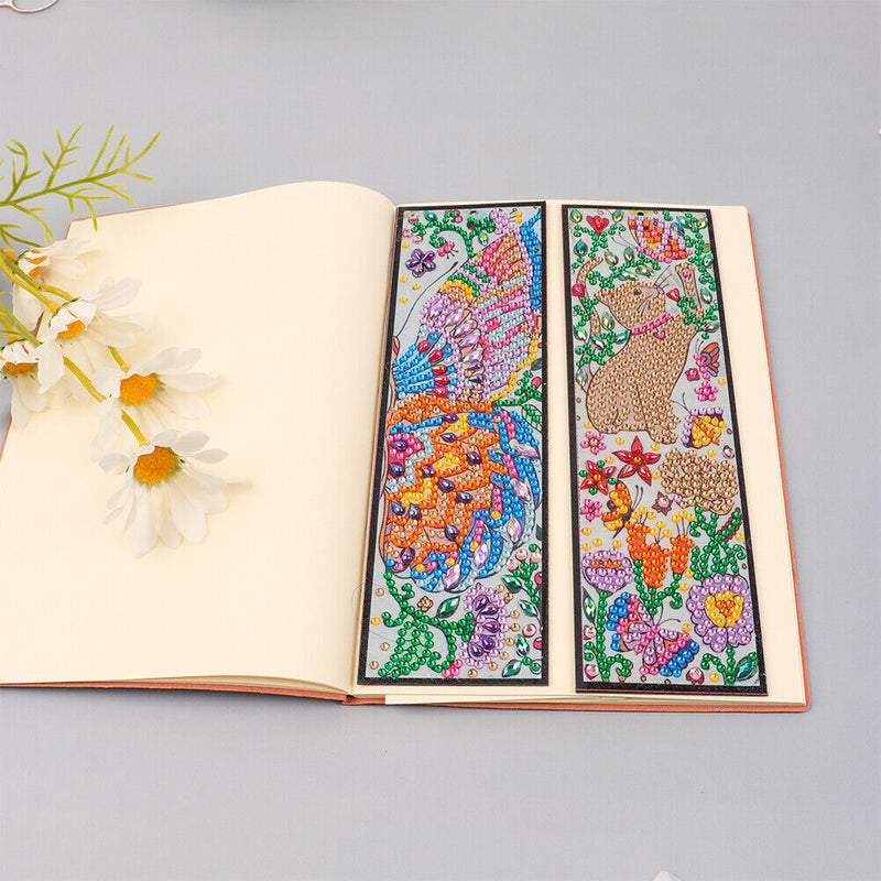 2pcs Special Shaped Drill Diamond Leather Tassel Bookmark DIY Art (SQ03) Newly