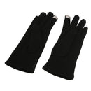 Women Touch Screen Mittens Sheep Wool Winter Lace Glove (Black)