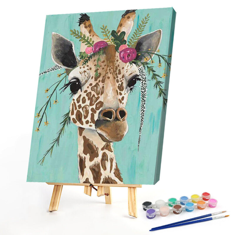 Flower Giraffe Oil Paint By Numbers DIY Handpainted on Canvas Home Decorati