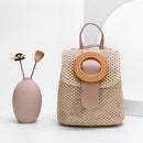 Straw Weave Bucket Backpack Summer Beach Women Female Belt Bucket Travel Daypack