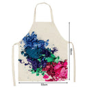 Kitchen Linen Apron Colorful Powder Print Home Bib for Cooking Baking Shop
