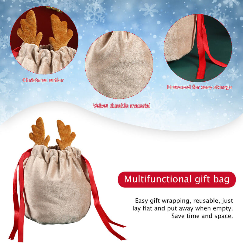 5pcs Gift Bags Drawstring Pocket Christmas Candy Bags Festive Party Decorations