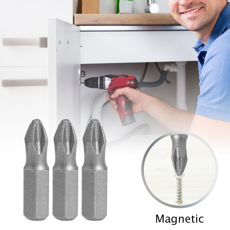 25mm Magnetic Anti Slip Long Reach Electric Screwdriver PH2 S2 Bits (10pcs)