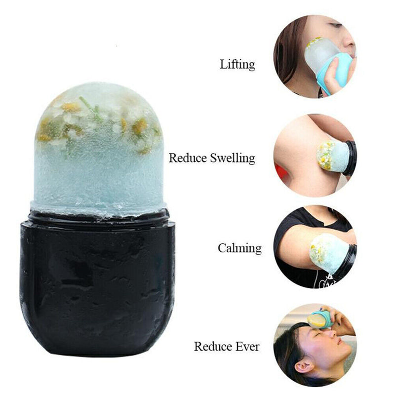 Reusable Silicone Ice Cube Gua Sha Massager Molds Shrink Pores Tool (Black)