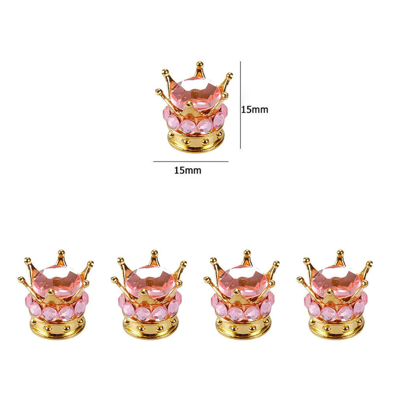 4x Car Rhinestone Wheel Tire Valve Caps Auto Tyre Rim Stem Air Cover (Pink)