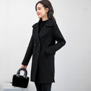 Pocket Cardigan Outwear Solid Color Women Turn Down Collar Long Sleeve Coat