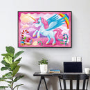 5D Drill DIY Diamond Round Mosaic Painting Full Kit Pink Horn Horse Room Decor