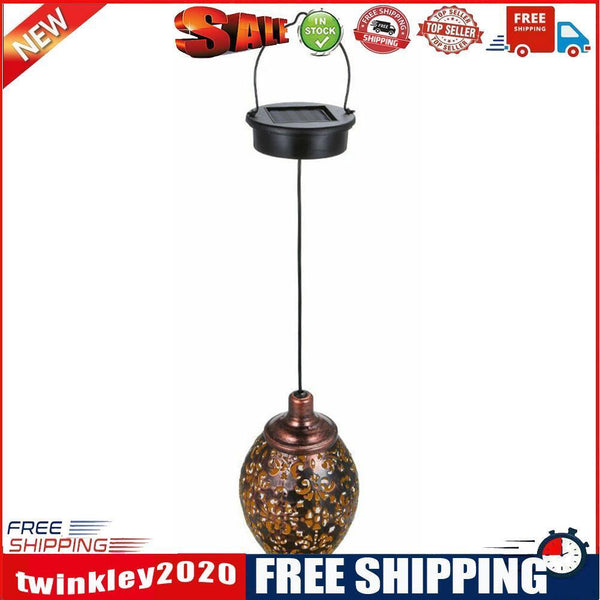 2xSolar Hanging Lights, Olive Shaped, Waterproof, Garden Metal Art LED Lamp