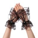 Gothic Lace Bowknot Bracelets Wrist Cuffs Fingerless Gloves Sunscreen Gloves