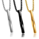 Fashion Jewelry Men Trendy Pendant Necklace Stainless Steel Chain Rectangle