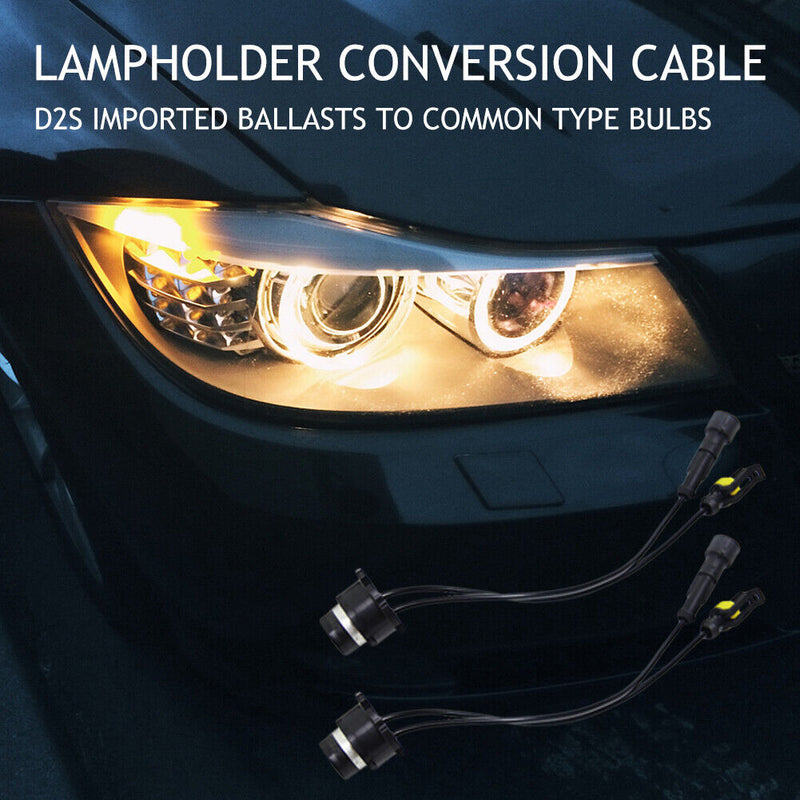 2pcs HID Xenon Light Wire Harness Holder Socket D2S D4S to AMP Ballast Adapter