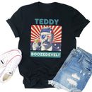 Independence Day Print Teddy Letter Tea T-Shirt (Black M)