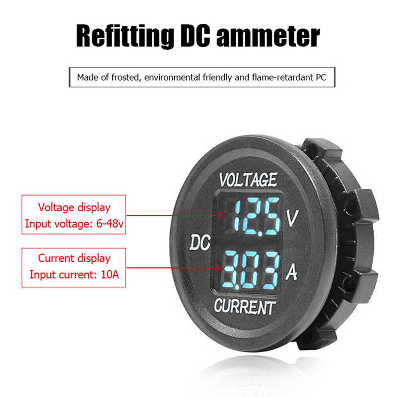 D6 Digital Voltmeter Ammeter Volt Current Panel Meter for Car Truck (Green)