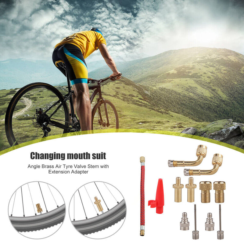 12pcs/set Pump Adaptor Kit Bike Tire Presta American Valve Adapter Needles Newly