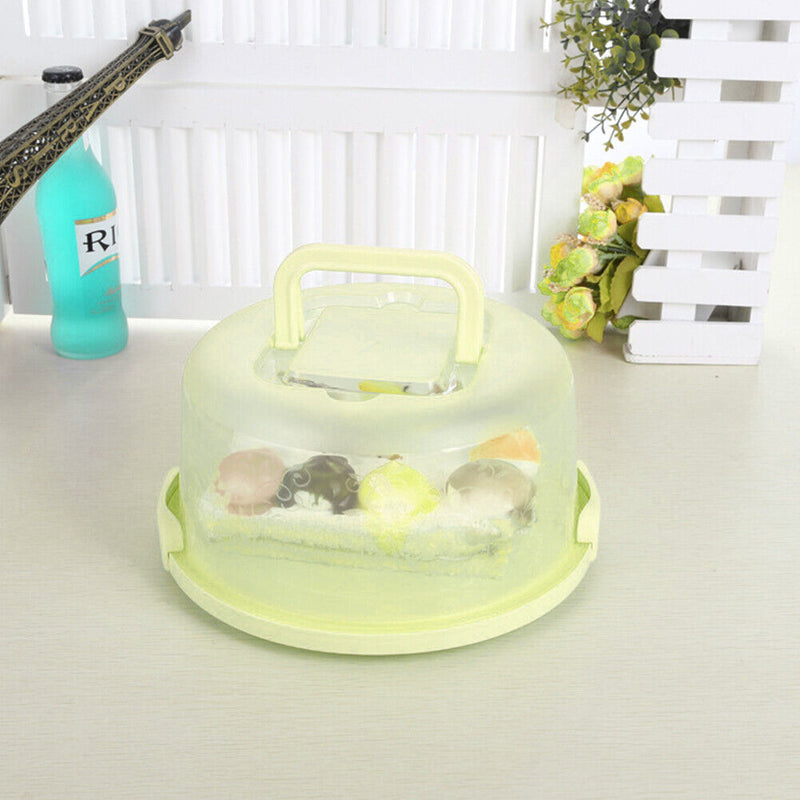 10 inch Round Portable Cake Box Fresh-keeping Case Birthday Decor (Green) Newly