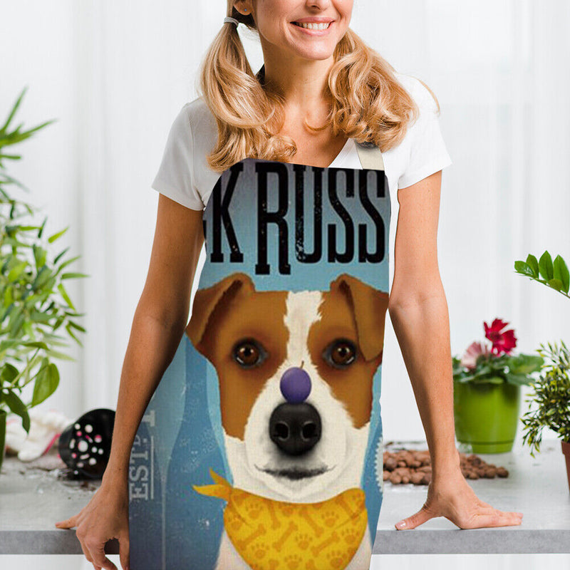 Scarf Dog Linen Kitchen Apron Household Waterproof Cooking Bibs (82x68cm)