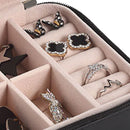 Jewelry Box for Women Portable Mini Leather Jewellery Storage Case (Black)
