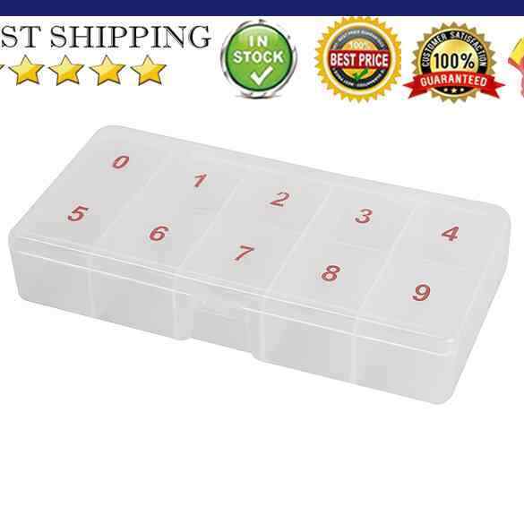 10 Compartments Plastic Clear False Nail Tips Storage Box Holder Organzier
