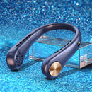 USB 3000mAh LED Digital Display Hanging Neck Fan Summer Air Cooling (Blue)