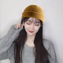 Unisex Winter Warm Knitted Beanie Windproof Brimless Round Caps (Yellow)