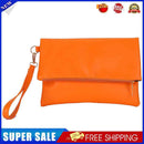 #A Clutch Bag Solid Color PU Leather Ladies Pouch Folding Handbag Coin Wallet