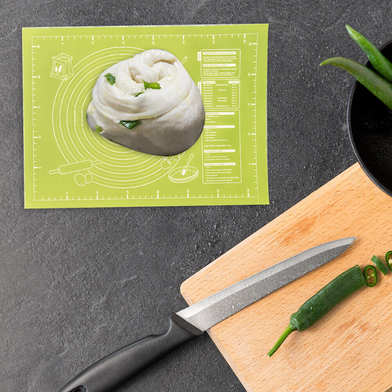 Rolling Dough Baking Mat Silicone Pizza Cake Maker Pad (Green 45x60cm) Newly