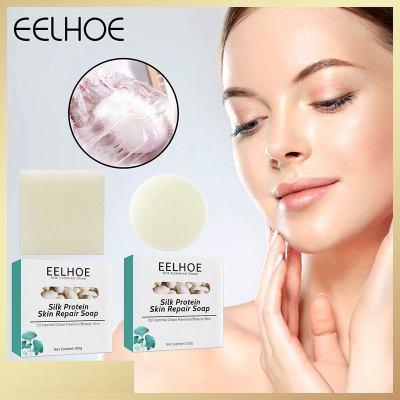 Silk Protein Soap Deep Cleansing Pores Mites Acne Blackheads Remover Soft Skin