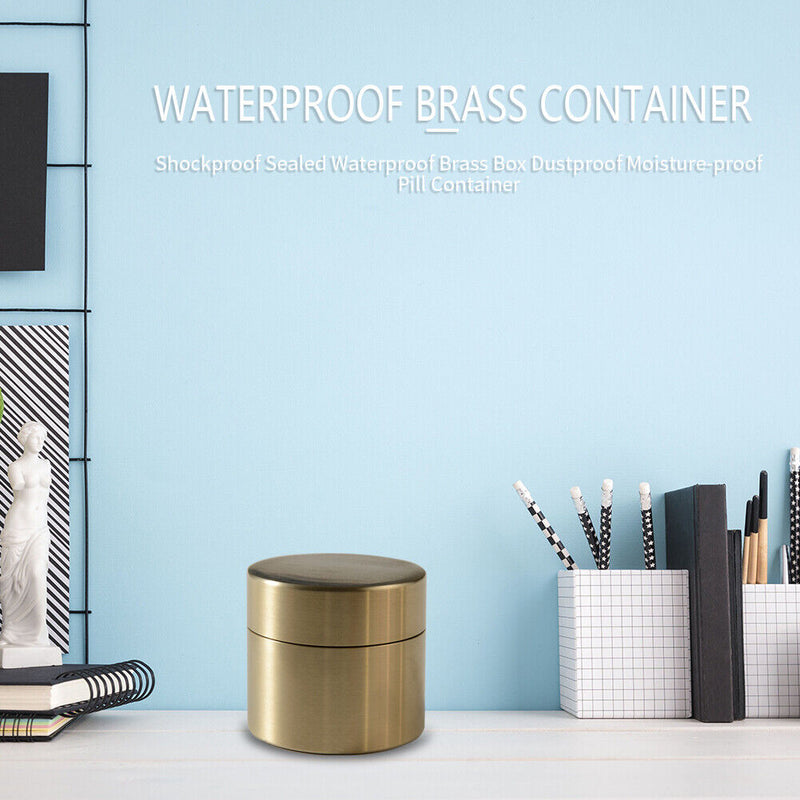 Brass Seal Cabin Medicine Drug Metal Jewelry Storage Cases Pill Holder (S) Newly