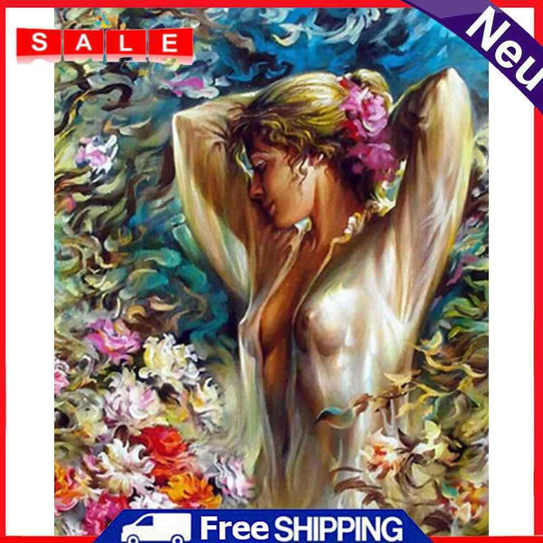 DIY Paint By Number Kit Women in Flowers Acrylic Paint Household Decor Crafts