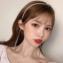 Rhinestone Headband Tassel Hair Band Women Elegant Shiny Headwear (Style 1)