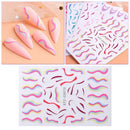 Nail Art Stickers Decals Transfers Pink Wavy Swirls Manicure Lines Abstract V2O4