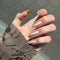 Wearable Coffin Medium Long Length False Nail Press on Nails French Cat Eye